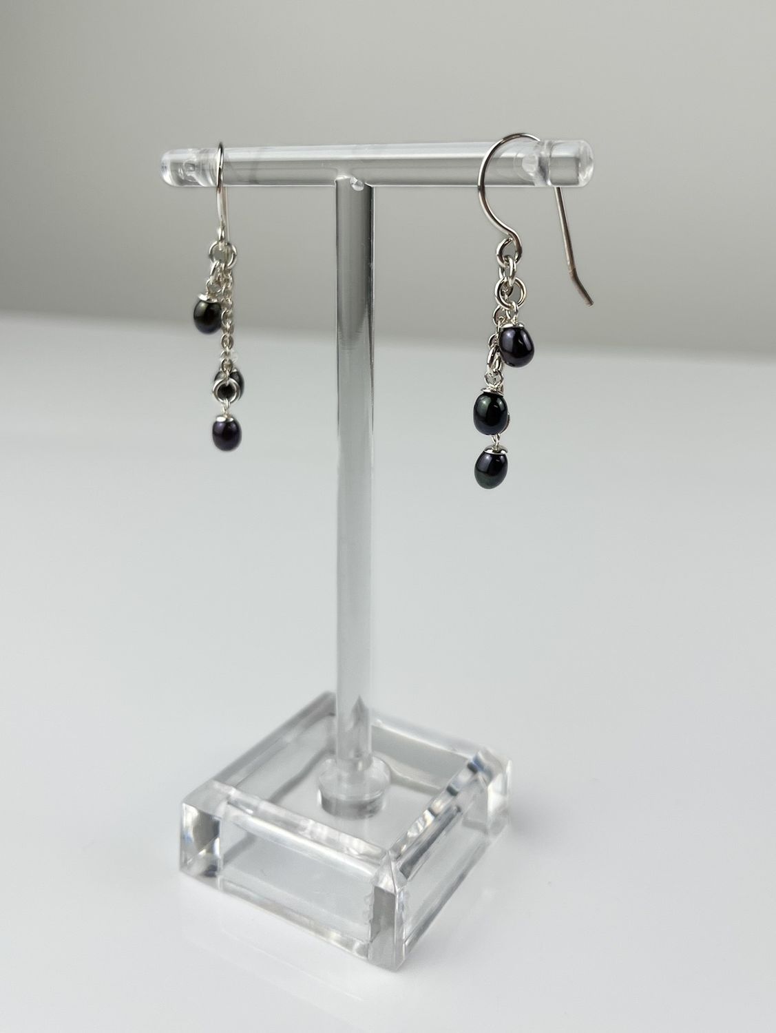 Earrings Pearls on Chains 3x4/4.5"