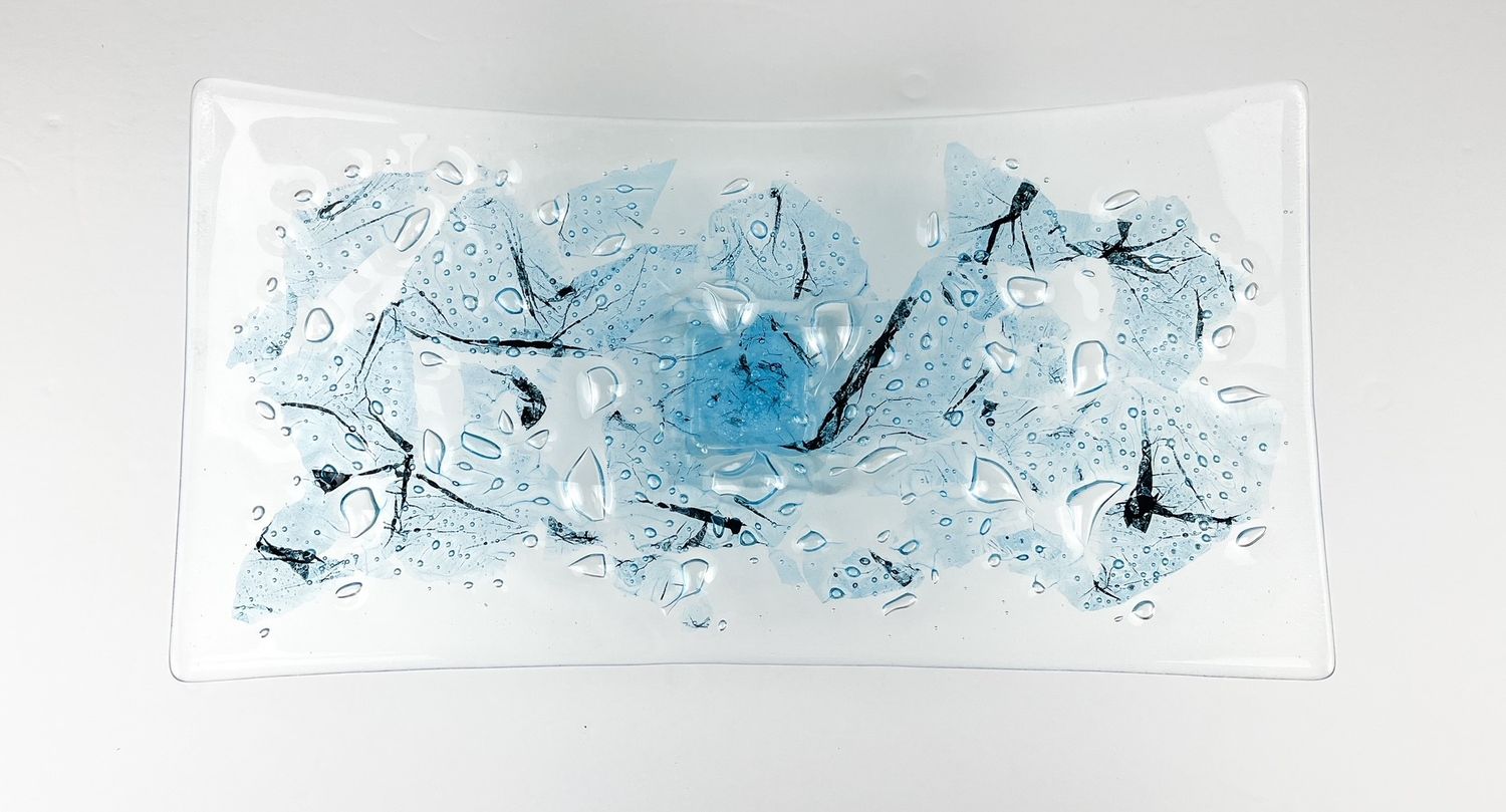 Ocean Bubble Glass Dish 15x8x4.5&quot;