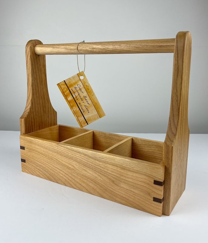 Curly Birch Caddy Butternut Ends, Walnut Spines 11.25x10.45&quot;