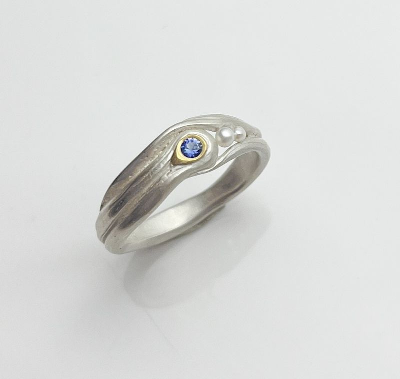 Dimitri Gagnon Morris Saint John New Brunswick Canada Canadian Jewelry Silver Ring 18K Yellow Gold Blue Sapphire Seed Pearls