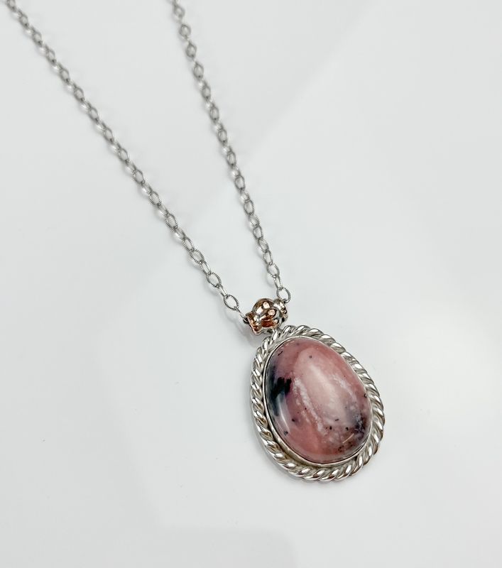 Peruviol Pink Opal Pendant 18"