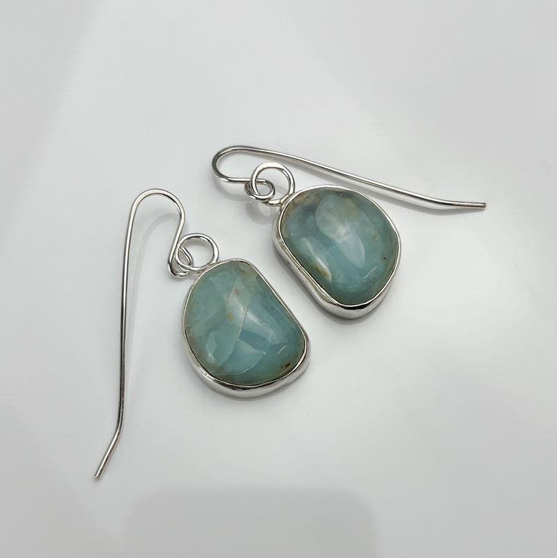 Blue non-precious Bean Shaped Earrings