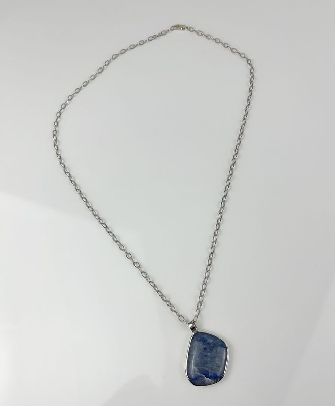 Blue Quartz Irregular Pendant 18"