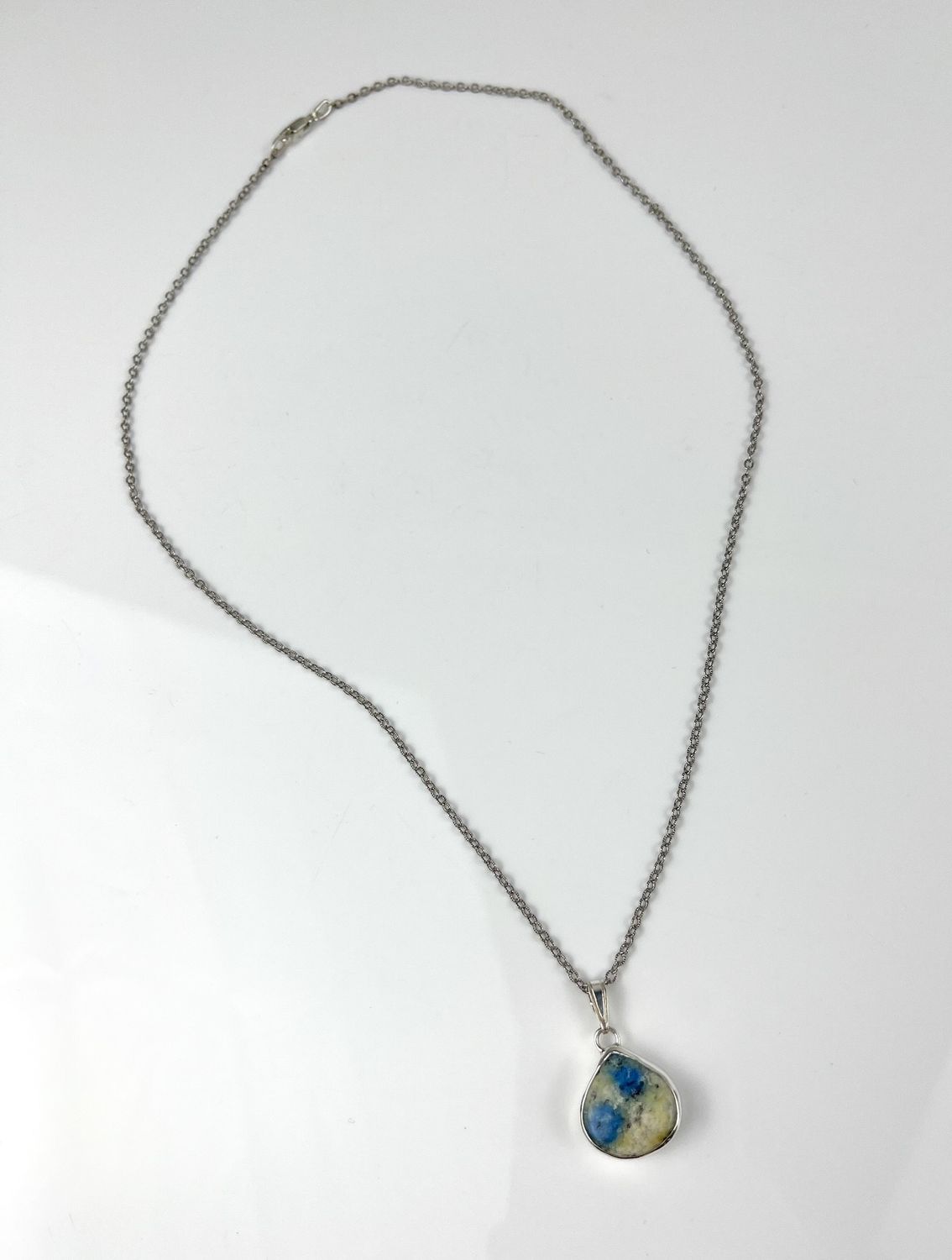Jasper (Granite &amp; Azurite) Pendant, Option: a-Jasper (Granite &amp; Azurite) Pendant 18&quot; Lobster Claw