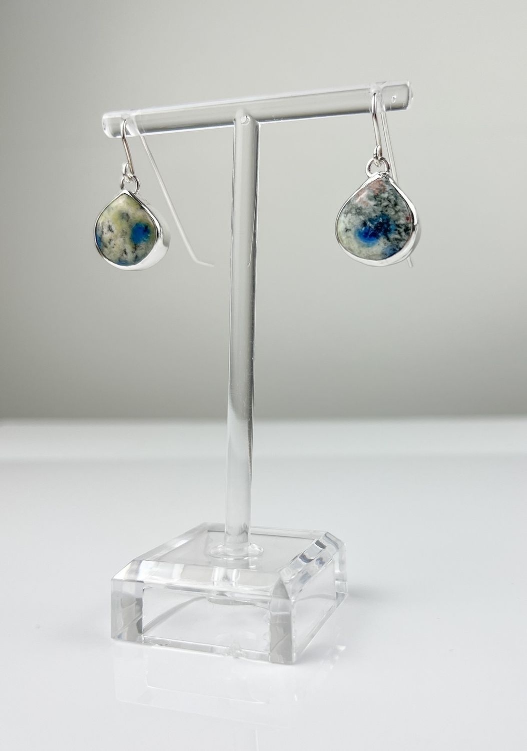 Jasper (Granite &amp; Azurite) Earrings, Option: a-Jasper (Granite &amp; Azurite) Earrings Thick