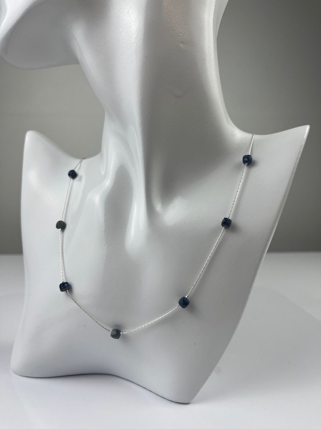 Station Sapphire SS Necklace 20"