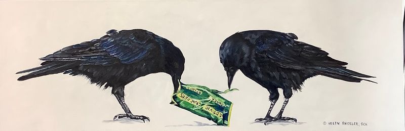 "Snack Attack" 12x36" Oil on Canvas