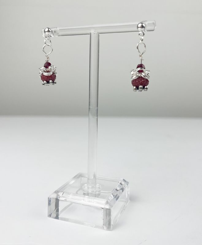 Small Glass Bead Hook Earrings Sterling Silver
