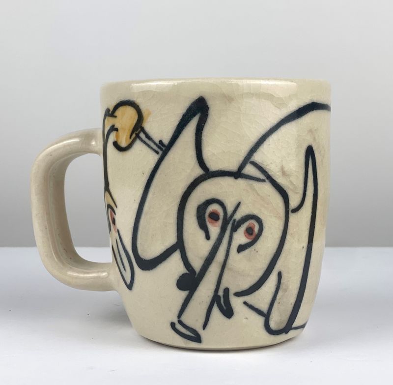 Darren Emenau Saint John New Brunswick Handworks Whimsical Pottery Large Mug Elephant