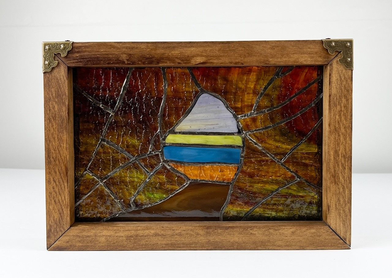 Denis Eve Canadian Stained Glass Artist Saint John Handworks Gallery Framed New Brunswick Landscape Saint Martins Sea Caves