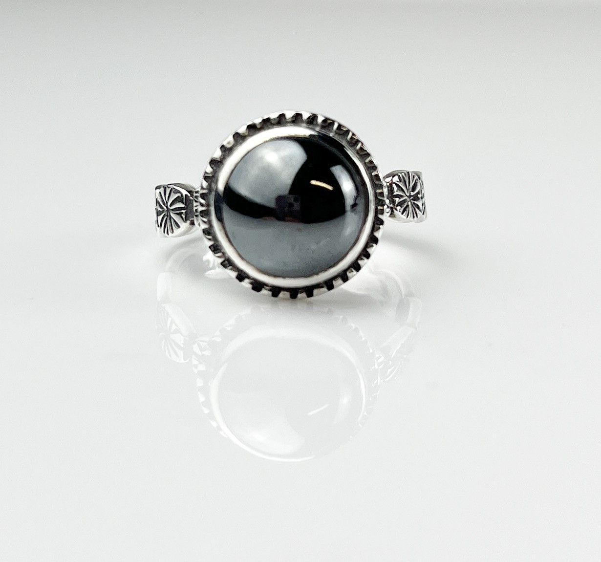 Handcrafted Lotus Leaf Ring Sterling Silver with Gemstone