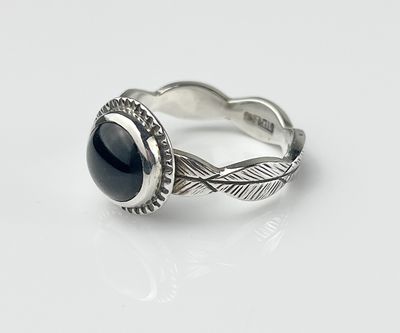 Onyx Rose Ring SS 10MM Size 10.5