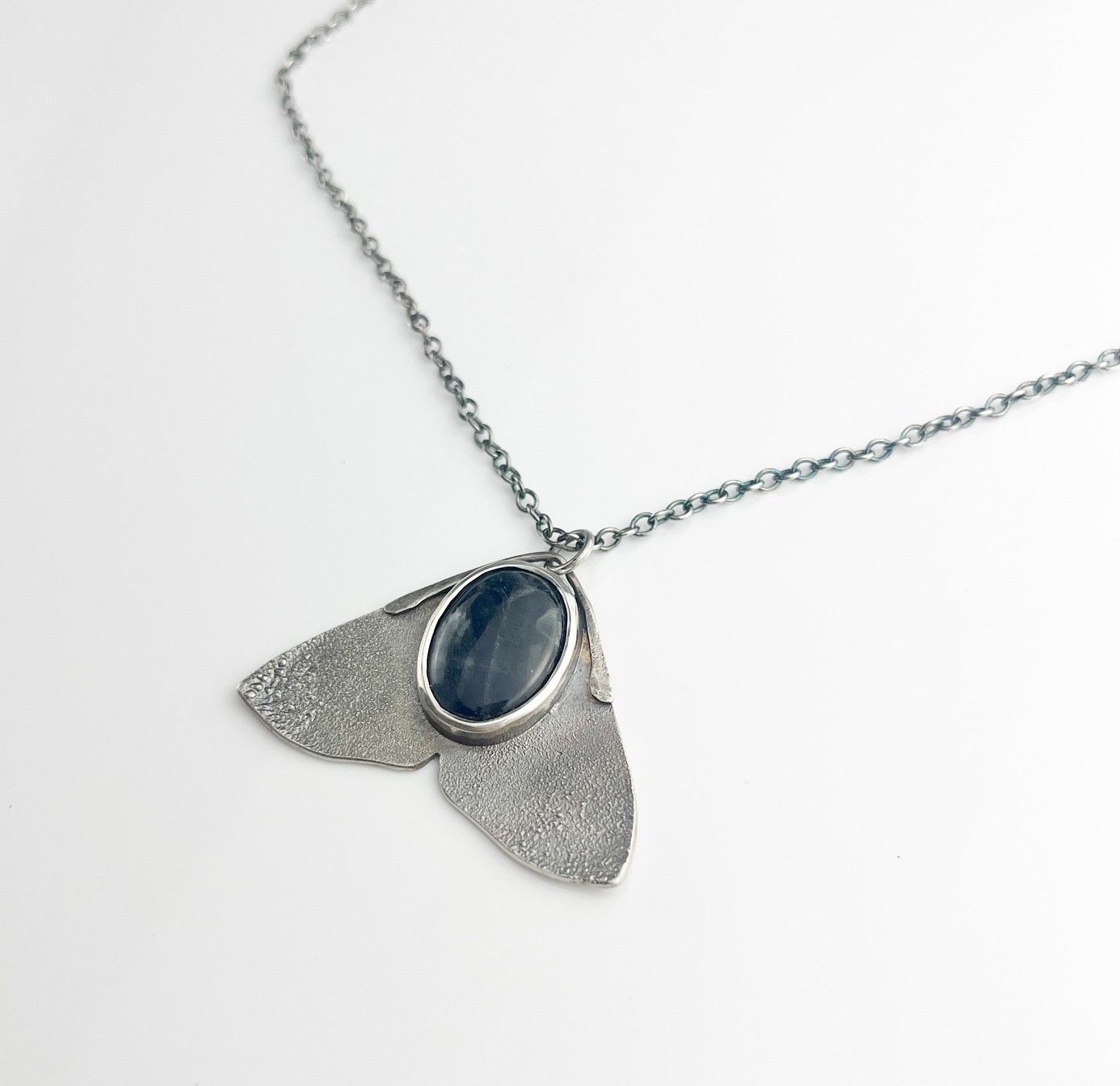 Patty Goodine Five Crows Silver Saint John New Brunswick Canada Handworks Canadian Jeweler Labradorite Moth Pendant