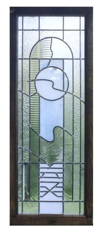 Abstract Large Glass Panel  46x17.5x1.5 Framed