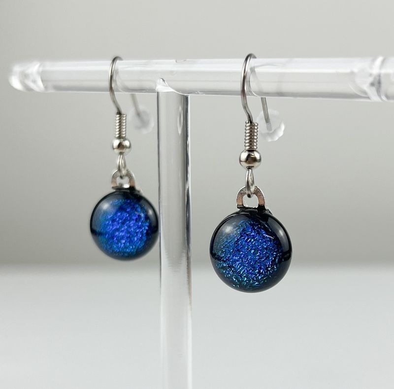 Round Varieg Dichro Hook Earrings Sterling Silver