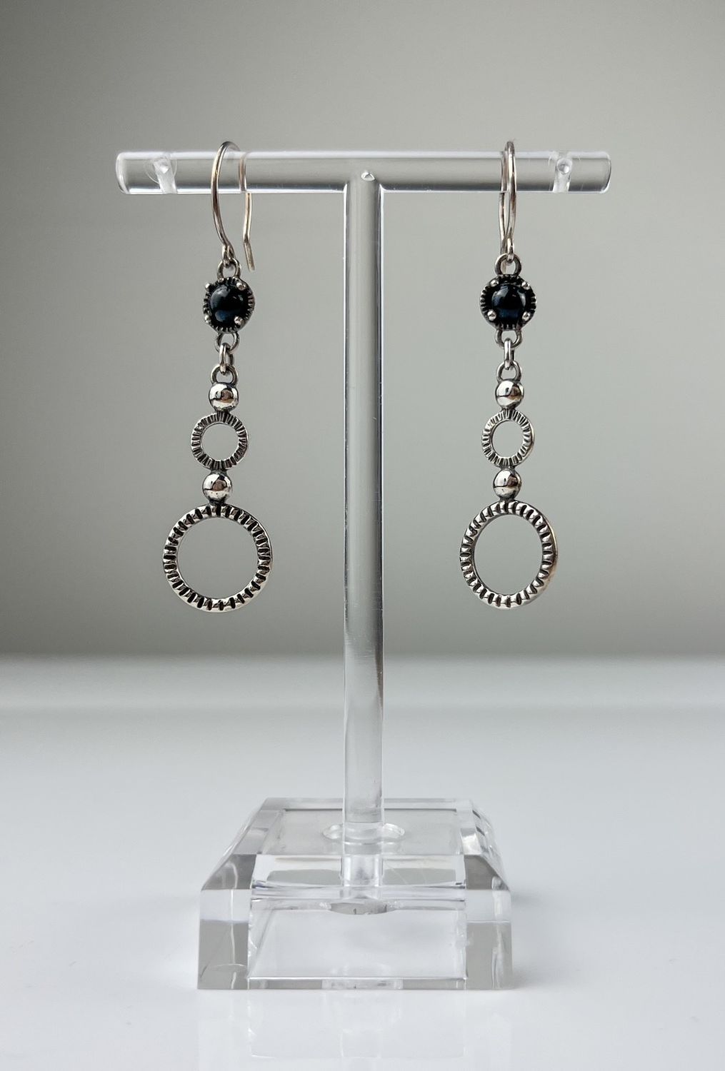 Medieval Lace Ball Earrings Oxidized SS