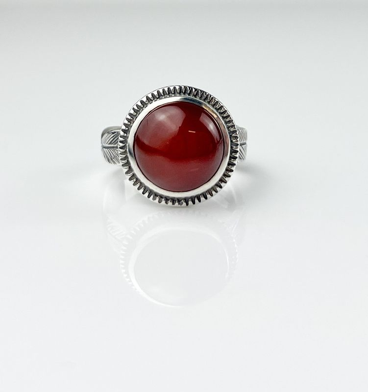 Handcrafted Rose Ring Sterling Silver with Gemstone