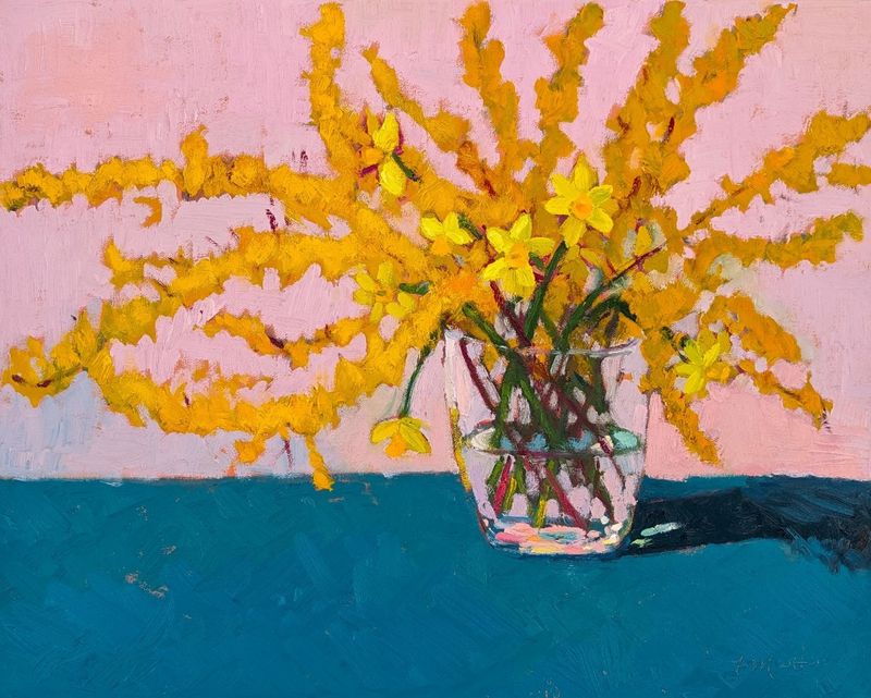 &quot;Yellow Spring&quot; 16x20&quot; Oil Framed 17x21&quot;