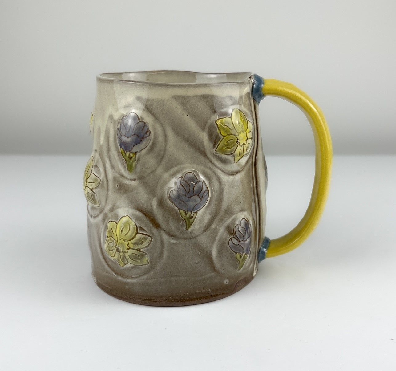 Handbuilt Crocus &amp; Daffodil Mug, Red Clay