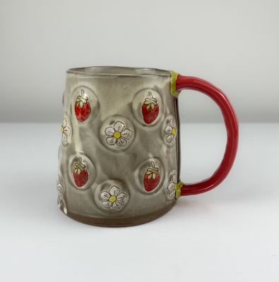 Handbuilt Strawberry Mug, Red Clay