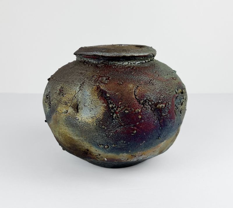 Raku Pottery Vase 6x5"