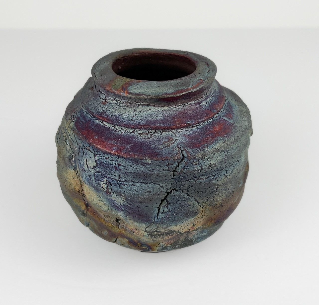 Raku Pottery Vase Med 4x4" | Store | Handworks Gallery