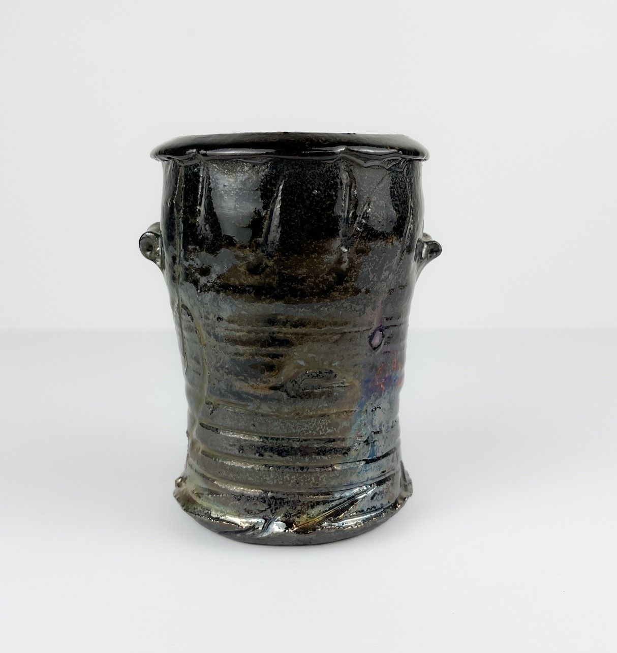 Tall Metallic Raku Vase 4x5&quot;, Option: A