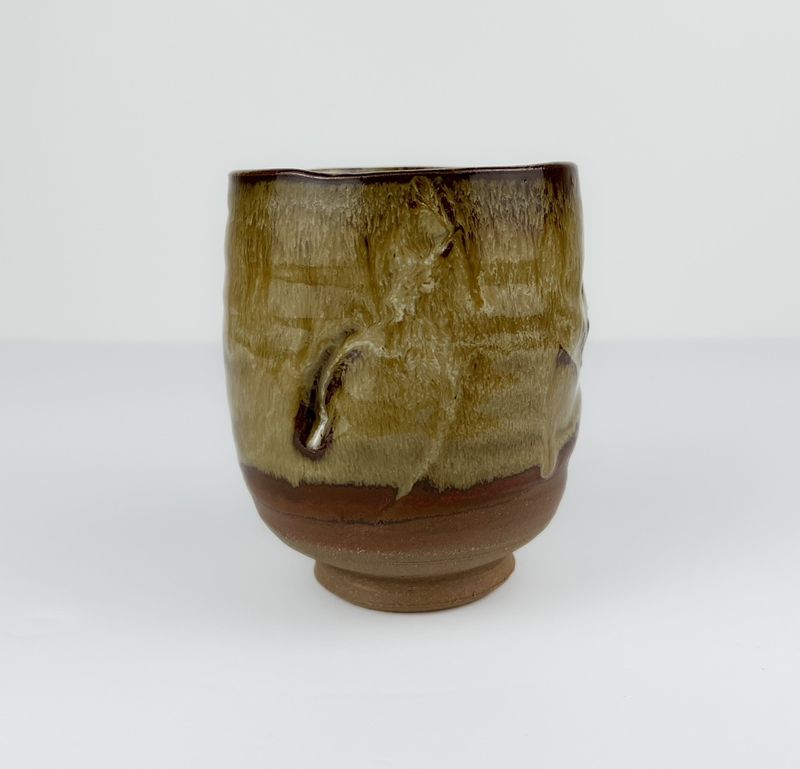 Gold + Rust Pottery Tea Cup