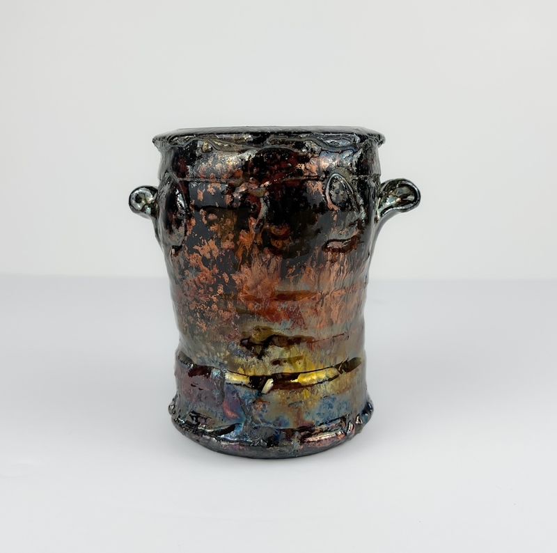 Chris Doiron Saint John New Brunswick Canada Handworks Gallery Canadian Metallic Raku Pottery Vase