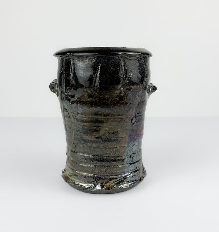 Tall Metallic Raku Vase 4x5"