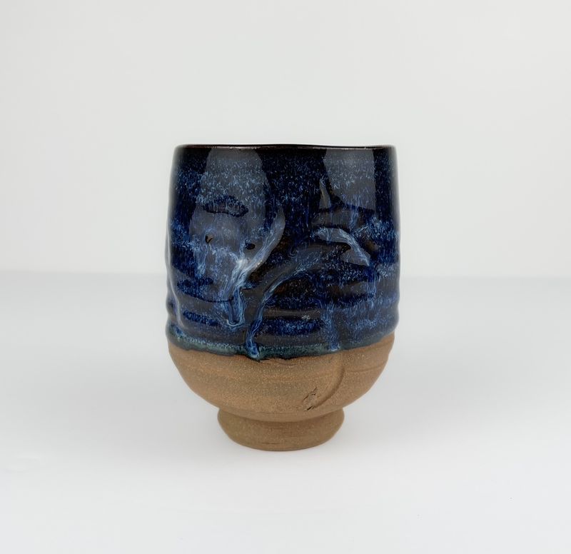 Blue/Black Pottery Tea Cup