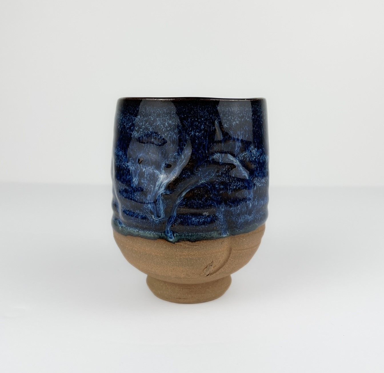 Blue/Black Pottery Tea Cup, Option: A