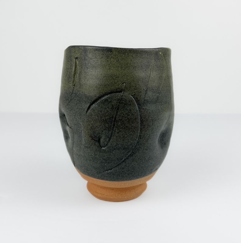 Matte Gray Pottery Tea Cup