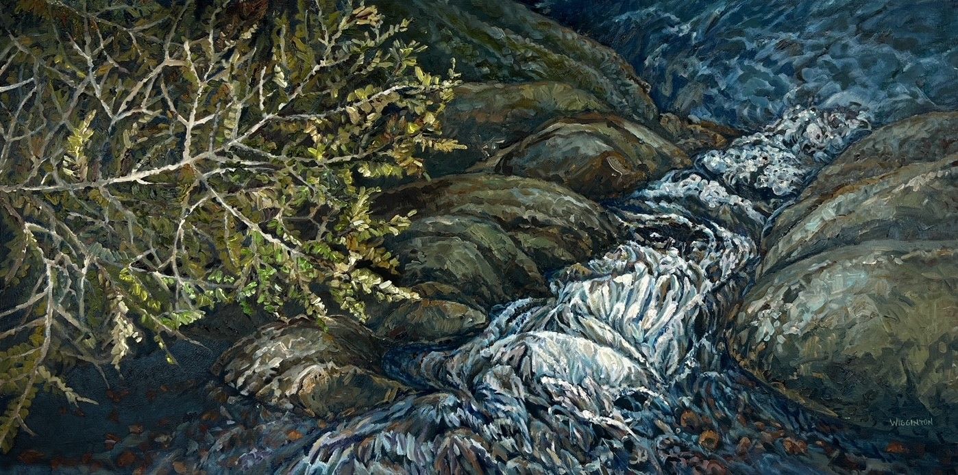 Lynn Wigginton Saint John New Brunswick Canada Handworks Canadian Acrylic &amp; Oil Painting &quot;Running Water&quot; Seascape Landscape