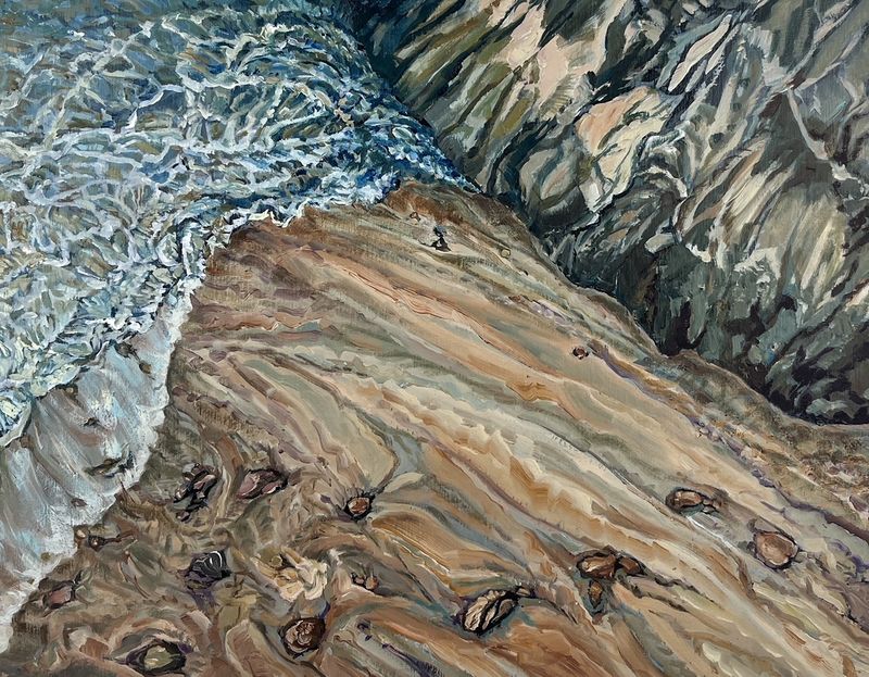 Lynn Wigginton Saint John New Brunswick Canada Handworks Canadian Acrylic &amp; Oil Painting &quot;Tidal Shore&quot; Seascape Landscape