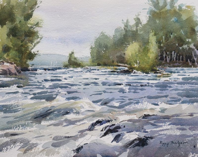 Poppy Balser Saint John New Brunswick Canada Handworks Canadian Painting Watercolor Landscape Seascape Framed Little Falls