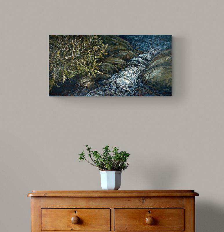 Lynn Wigginton Saint John New Brunswick Canada Handworks Canadian Acrylic &amp; Oil Painting "Running Water" Seascape Landscape
