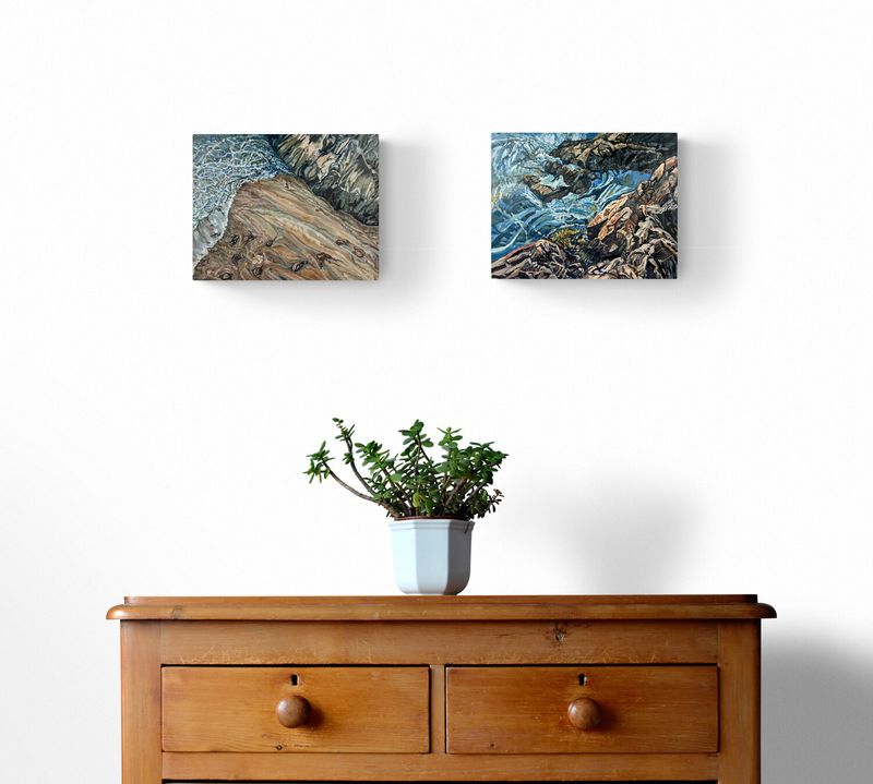 Lynn Wigginton Saint John New Brunswick Canada Handworks Canadian Acrylic &amp; Oil Painting "Tidal Shore" Seascape Landscape