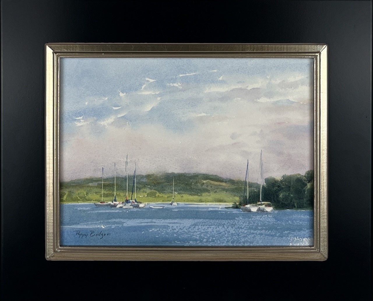 Poppy Balser Saint John New Brunswick Canada Handworks Canadian Painting Watercolor Landscape Seascape Framed Boat Sailboat