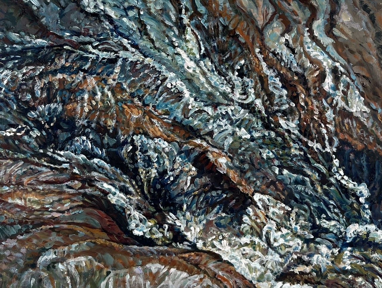 Lynn Wigginton Saint John New Brunswick Canada Handworks Canadian Acrylic &amp; Oil Painting &quot;Tidal Stream&quot; Seascape