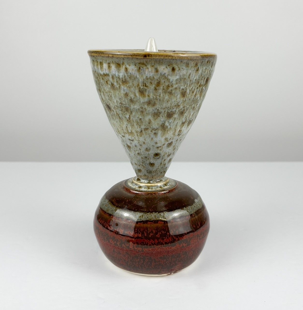 2-Part Vase Flower Frog Partridge + Iron Red Glaze, Option: A