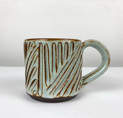 Carved Espresso Pottery Cup
