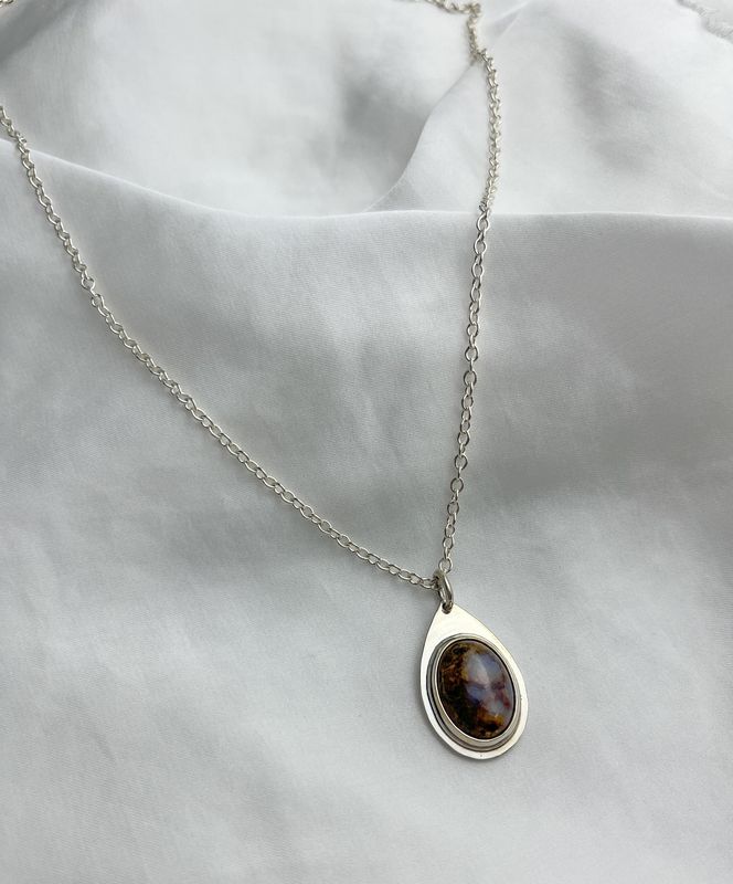 Moss Chrysocolla Pendant Sterling Silver