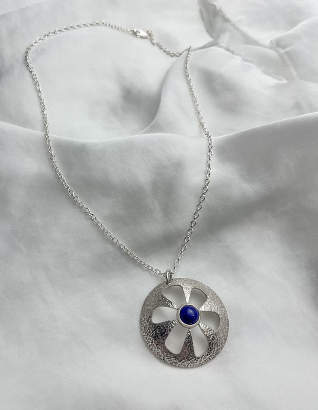Medallion with Lapis Pendant Sterling Silver