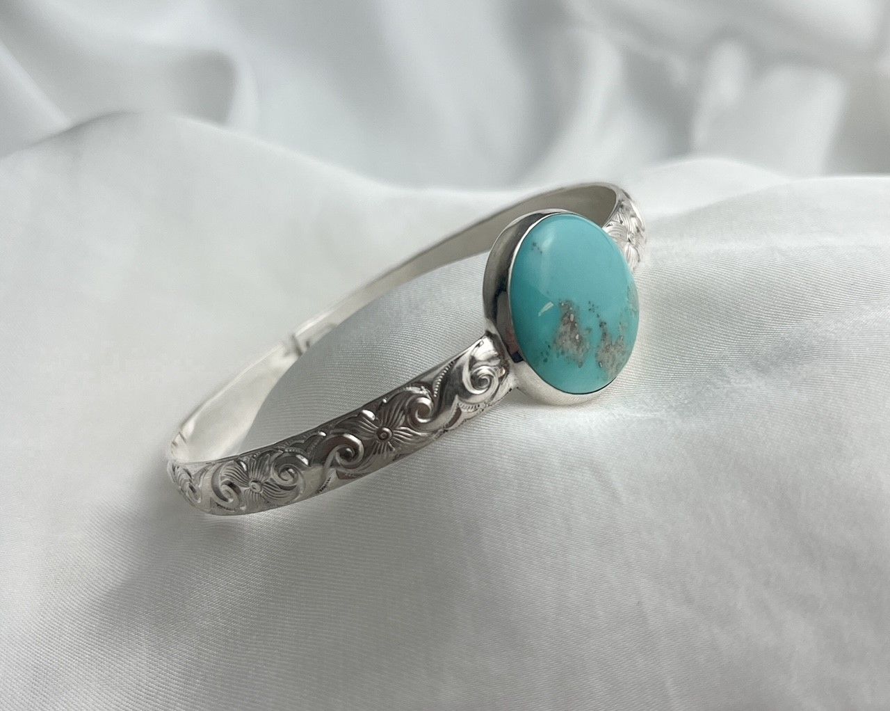 Compitos Turquoise Textured Bracelet Sterling Silver