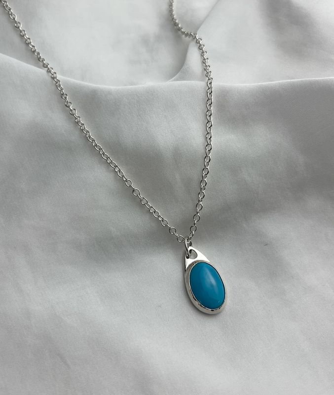Sleeping Beauty Turquoise Pendant Sterling Silver