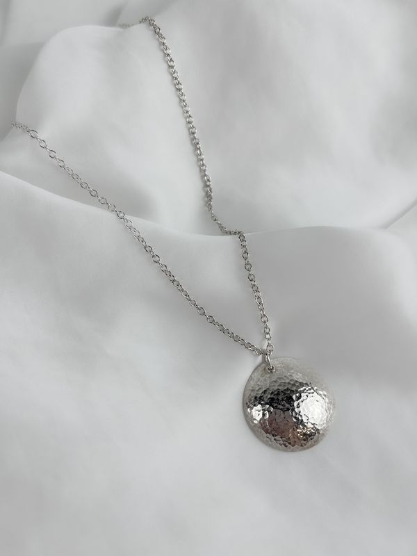 Round Hammered Dome Pendant SS 16"