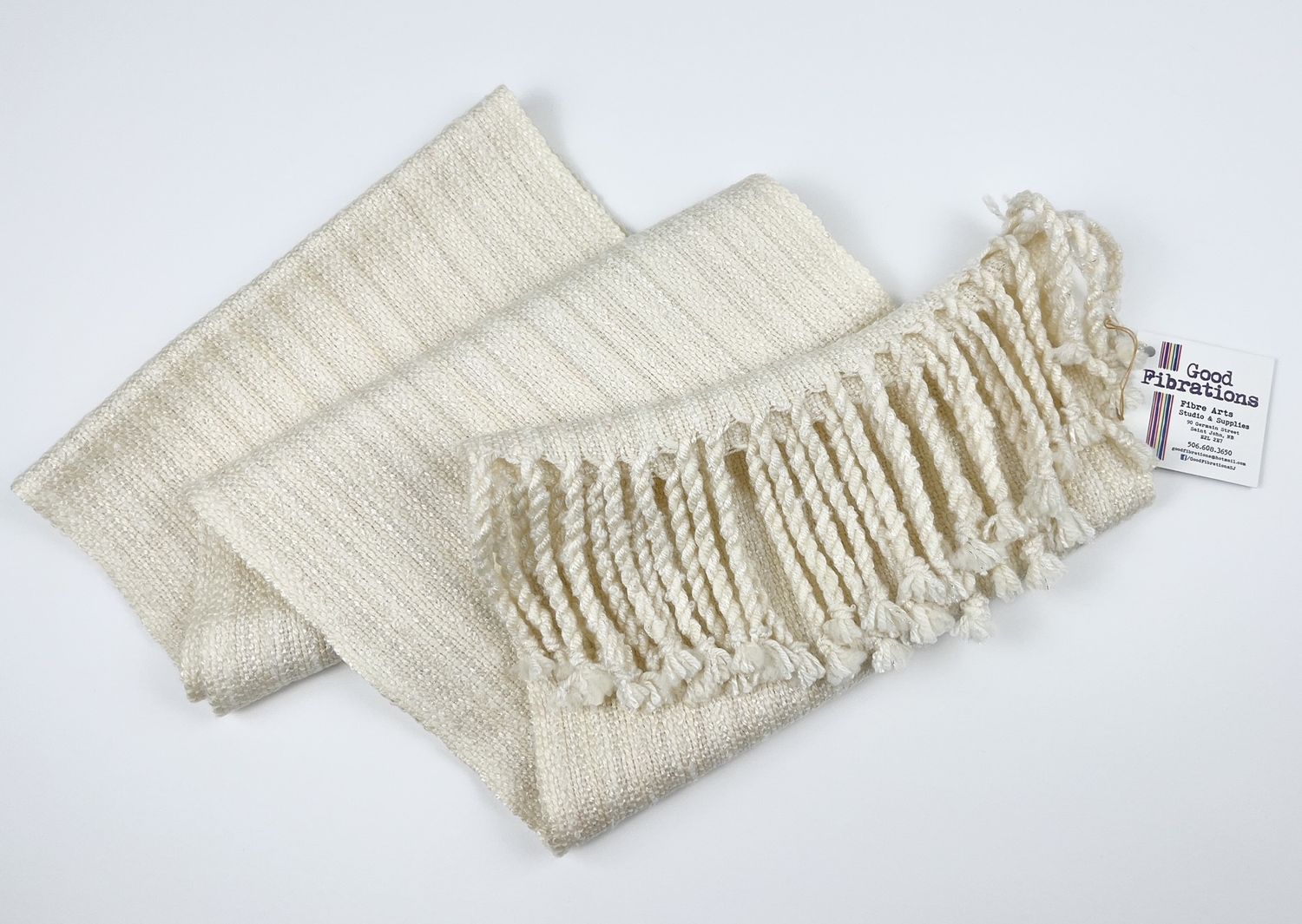 Cream Handwoven + Hand Dyed Scarf, Option: A- Wool &amp; Silk 70&quot;