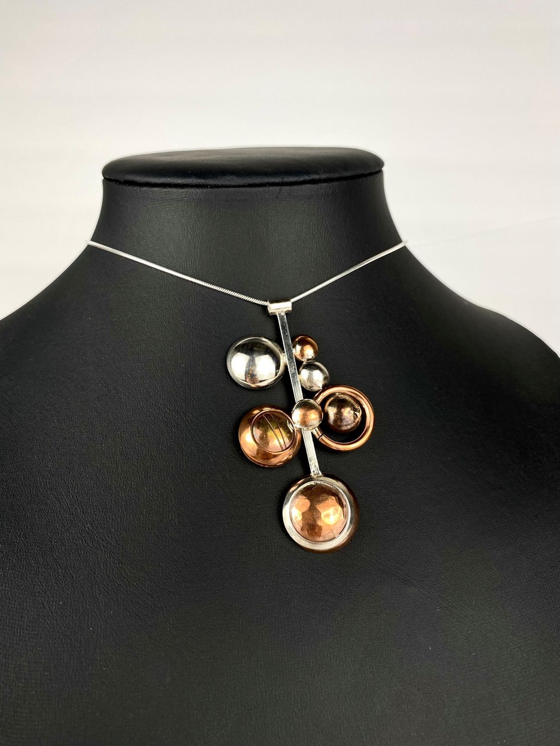 Domed Circles and Discs (Multi Metal) SS Pendant 16&quot; SS