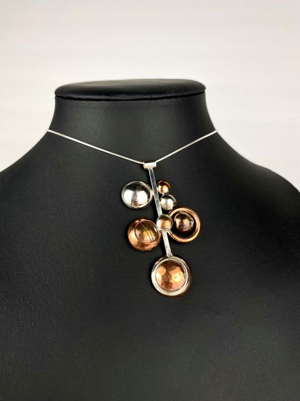 Domed Circles and Discs (Multi Metal) SS Pendant 16" SS